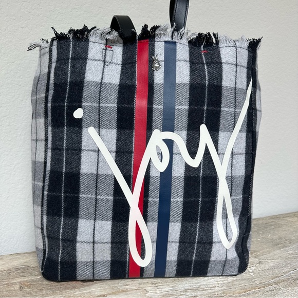 ED Ellen Degeneres Grey Tartan Tote Joy NWT - Picture 7 of 15